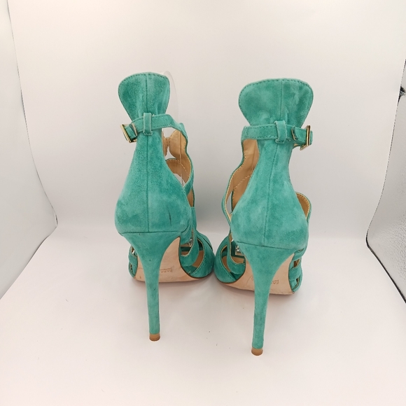 Zara Sz 37 Turquoise Suede Cutout Stiletto High Heel Festival Club Womens - Picture 5 of 10
